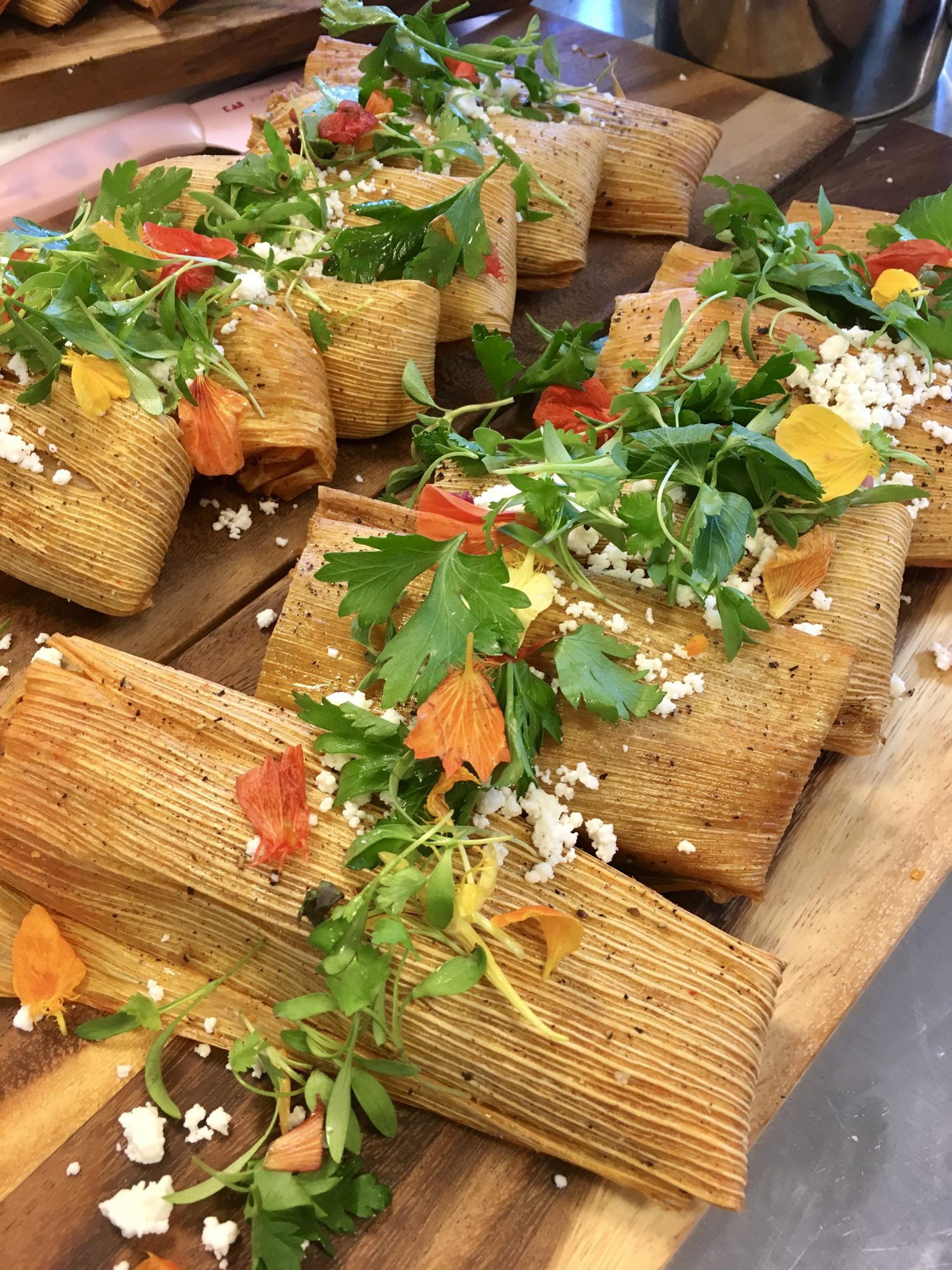 Tamales with fresh herbs
