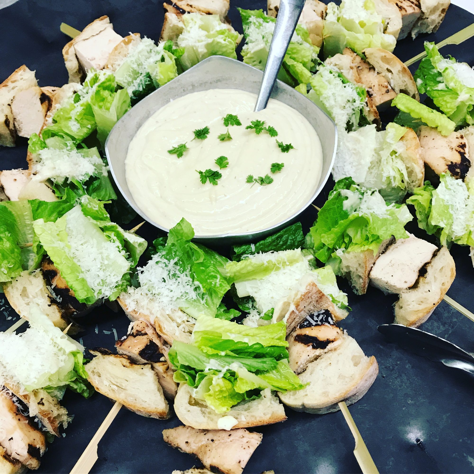 Caesar chicken skewers